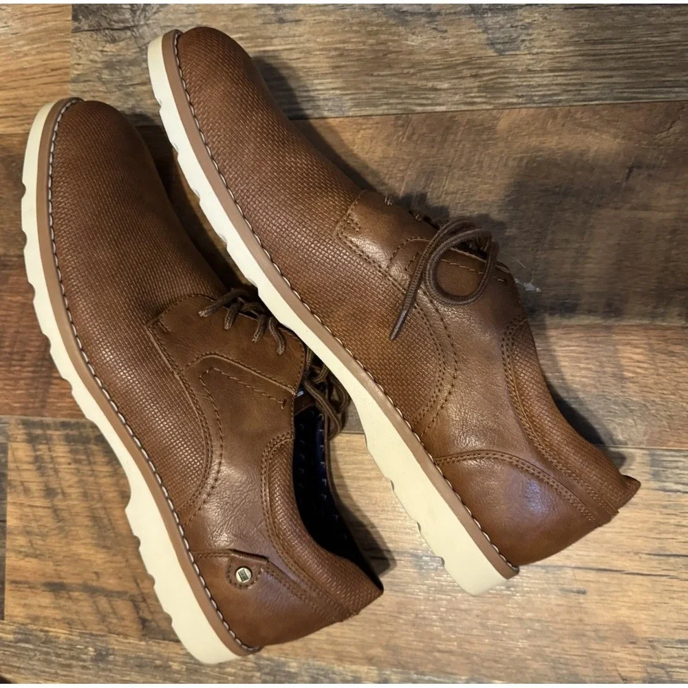 Tommy Hilfiger Nemoza‎ Shoes Tag Flag Embossed Laced Up 12M Cognac New